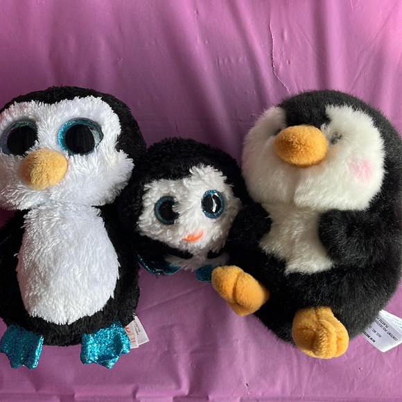 🐧GUC Ty & Aurora Penguin Stuffed Animals - lot of 3! GUC “Waddles” x 2, Aurora - Picture 1 of 6